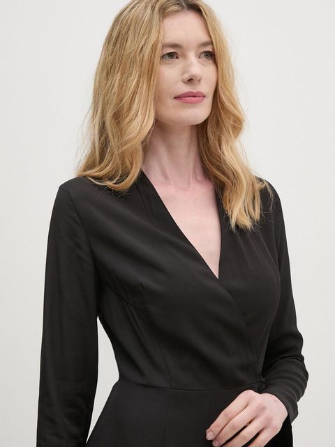 Calvin Klein sukienka kolor czarny midi rozkloszowana K20K207658