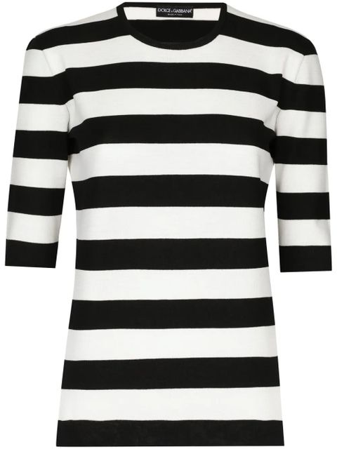 Dolce & Gabbana crew-neck striped top - Black - zdjęcie produktu nr 1