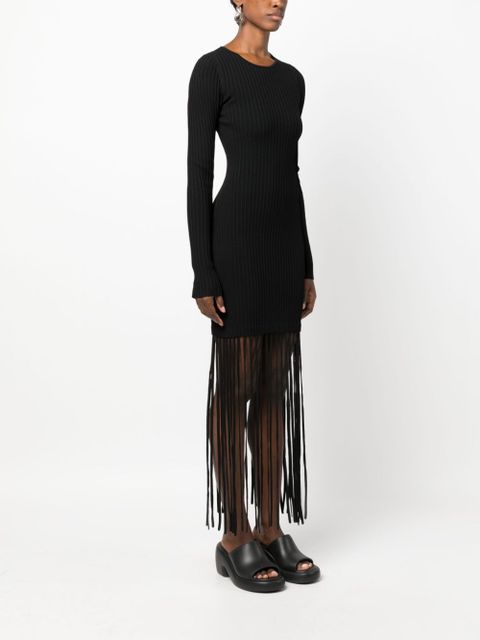 GANNI fringed ribbed-knit minidress - Black - zdjęcie produktu nr 2