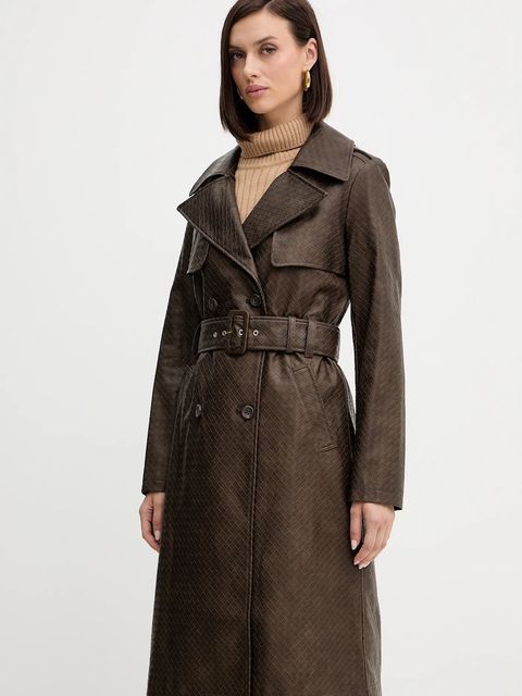 Guess płaszcz CARMEN kolor brązowy W5YL32 WHGT0 - zdjęcie produktu nr 1