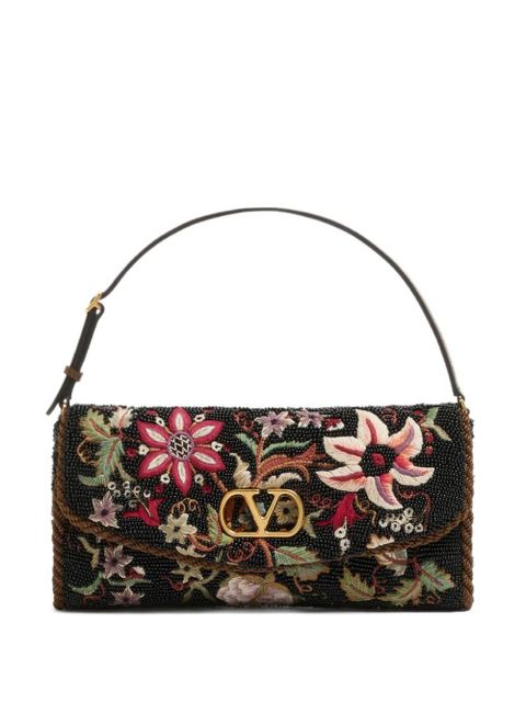 Valentino Garavani small Vain Soft embroidered shoulder bag - Black - zdjęcie produktu nr 1