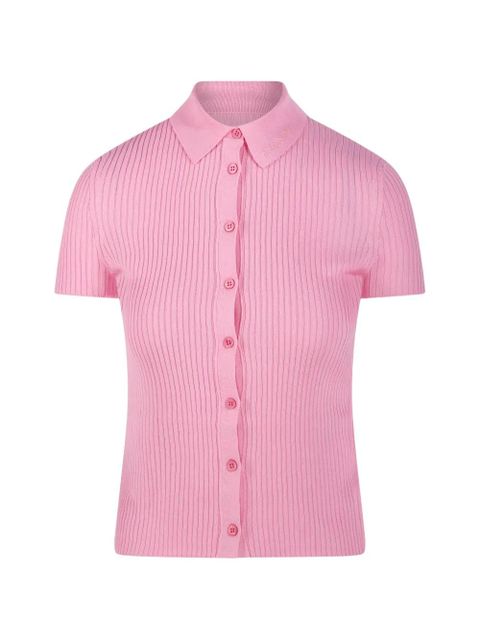 Balenciaga buttoned ribbed top - Pink - zdjęcie produktu nr 1