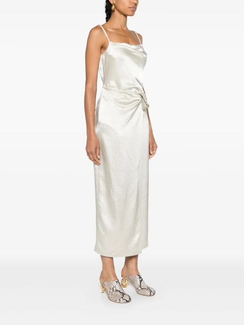 Nanushka ruched-detailing satin midi dress - Neutrals
