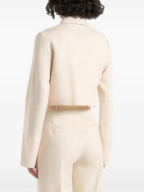 Manière De Voir Florine contour-piped cropped shirt - Neutrals