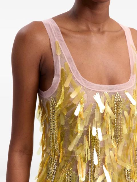 16Arlington Sharla embroidered tulle tank top - Gold