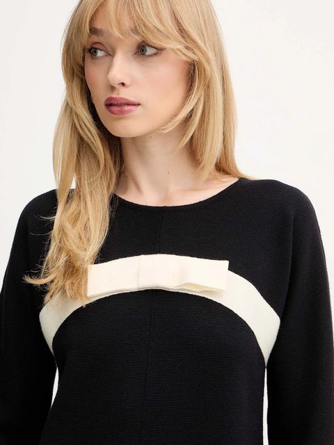 Luisa Spagnoli sukienka wełniana kolor czarny mini prosta 100057