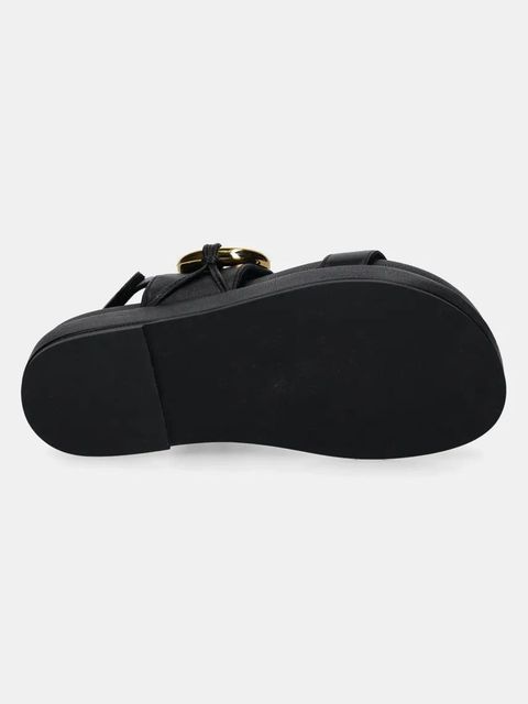 Coccinelle sandały skórzane damskie kolor czarny na platformie E4 SGH 18 01 01 001