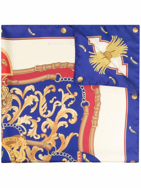 Aspinal Of London baroque-pattern print scarf - Blue - zdjęcie produktu nr 1