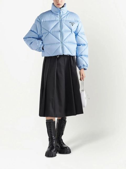 Prada quilted cropped down jacket - Blue