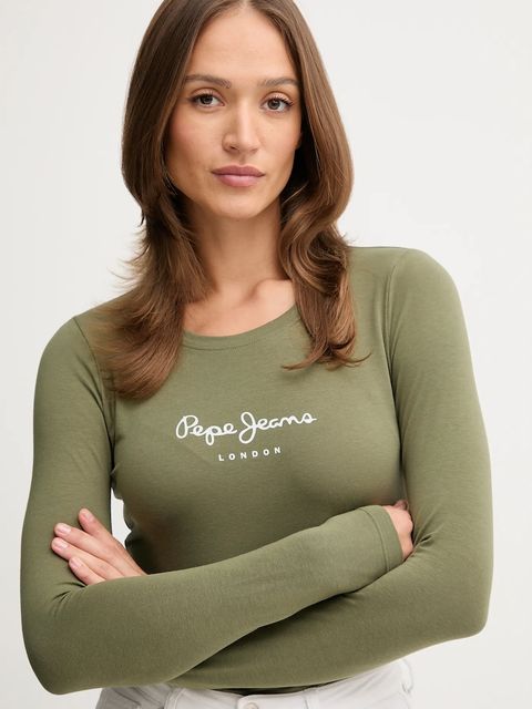 Pepe Jeans longsleeve damski kolor zielony