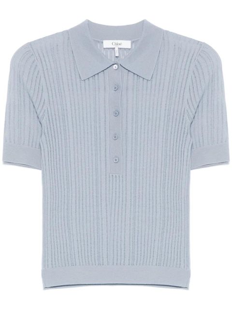 Chloé ribbed polo shirt - Blue - zdjęcie produktu nr 1