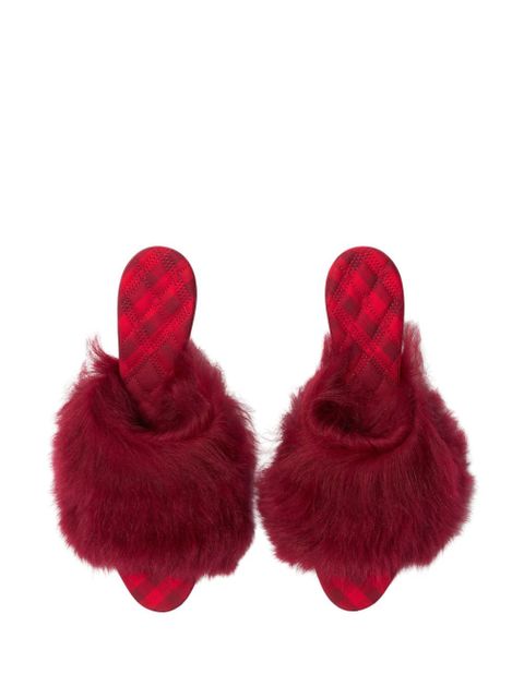 Burberry Jackie 65mm shearling sandals - Red