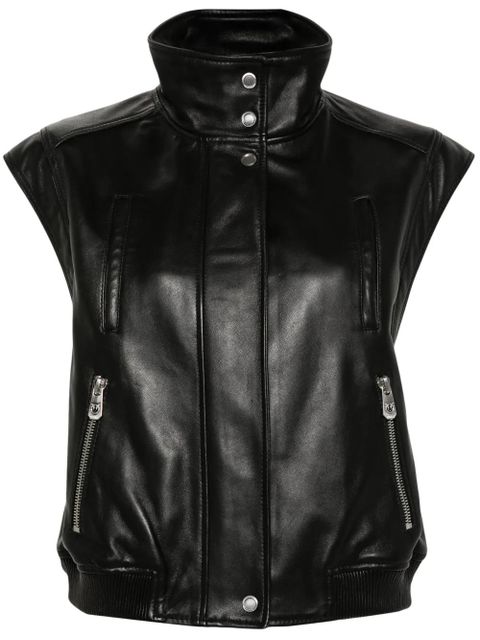 PINKO leather biker gilet - Black - zdjęcie produktu nr 1