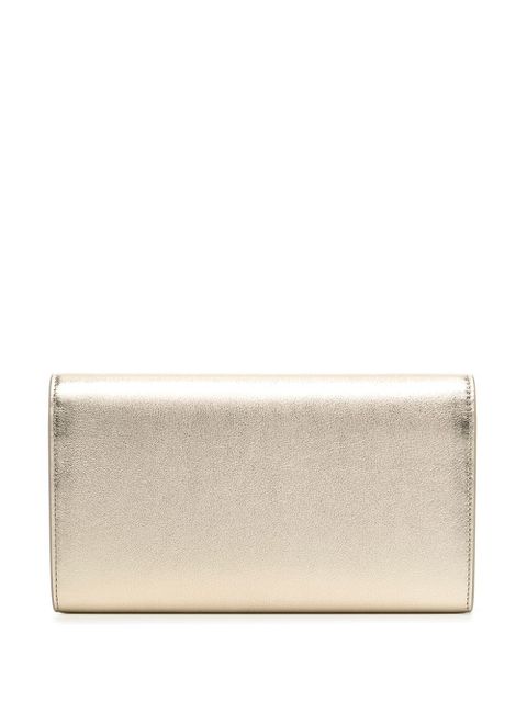 Saint Laurent logo-plaque leather purse - Gold