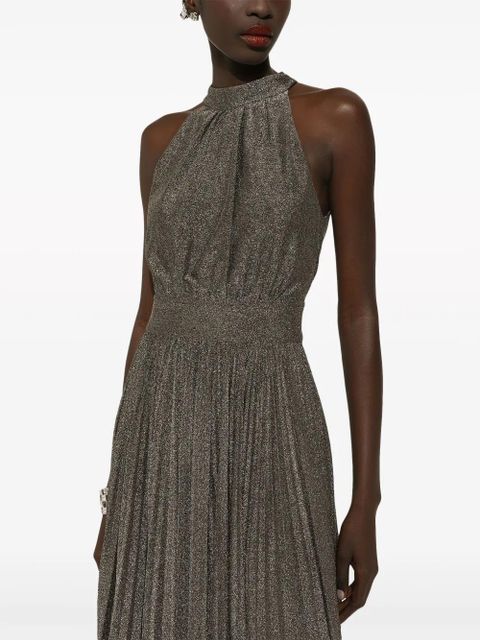 Dolce & Gabbana pleated silk midi dress - Silver