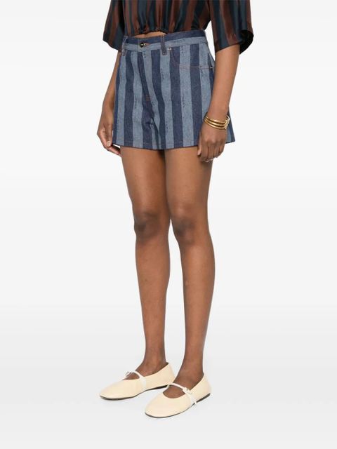FENDI Pequin striped denim shorts - Blue