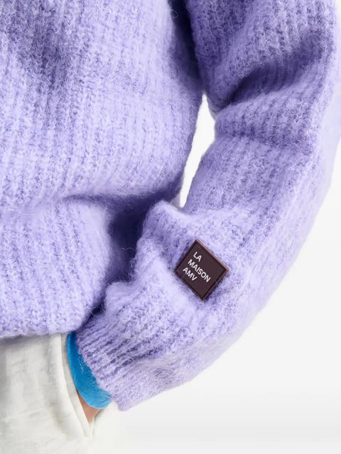 American Vintage East logo-patch crew-neck sweater - Purple