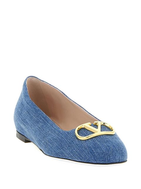 Valentino Garavani VLogo Signature denim ballet flats - Blue - zdjęcie produktu nr 2