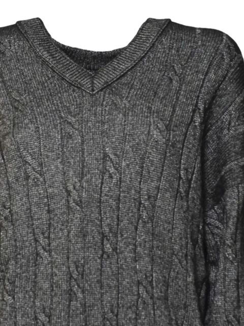 SOLOTRE cable-knit V-neck sweater - Grey