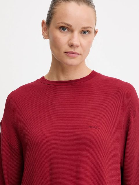 BOSS bluza lounge damska kolor bordowy gładka 50535769