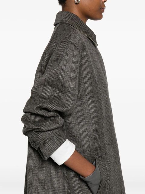 The Row wool-silk check coat - Black