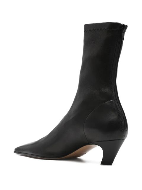 KHAITE square toe heeled boots - Black