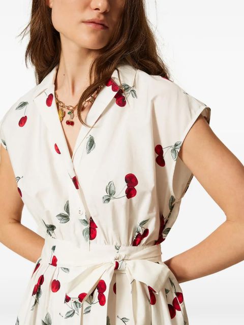 TWINSET cherry-print midi dress - Neutrals