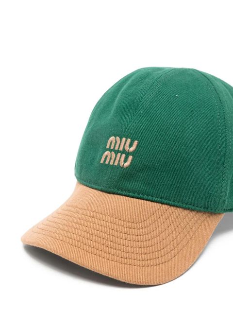 Miu Miu logo two-tone baseball cap - Green