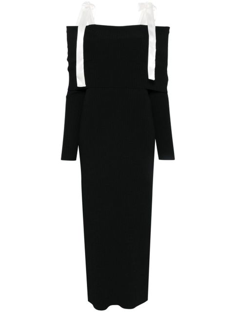 ROTATE BIRGER CHRISTENSEN off-shoulder knitted maxi dress - Black - zdjęcie produktu nr 1