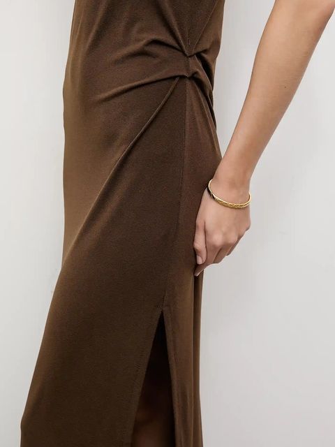 Answear.LAB sukienka kolor brązowy maxi prosta