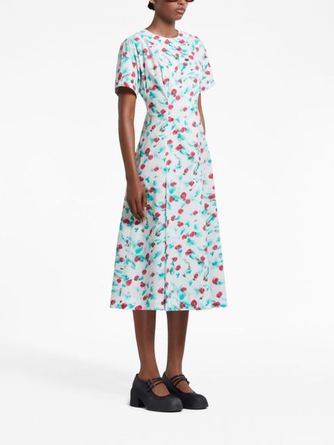 Marni painterly-print cotton midi dress - White - zdjęcie produktu nr 2