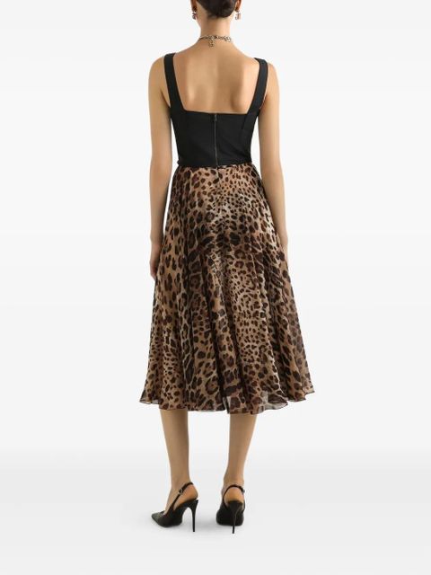 Dolce & Gabbana leopard-print midi skirt - Brown