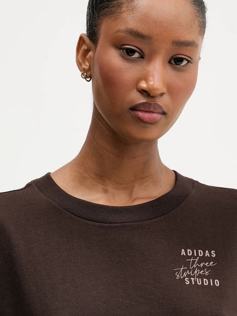 adidas t-shirt bawełniany damski kolor brązowy KT3274