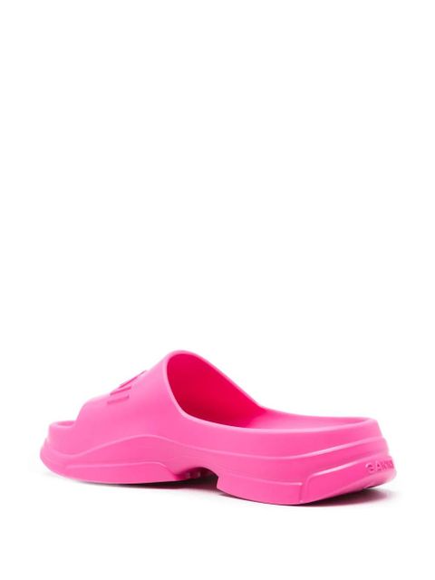GANNI logo-embossed chunky slides - Pink