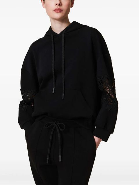 TWINSET macramé-detailing hoodie - Black - zdjęcie produktu nr 2