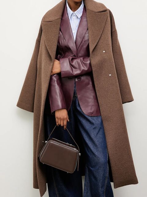 Answear Lab płaszcz wełniany kolor brązowy przejściowy oversize - zdjęcie produktu nr 1