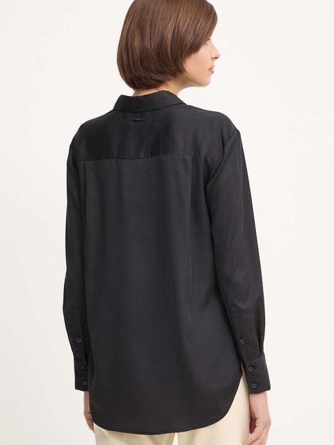 Calvin Klein koszula damska kolor czarny regular z kołnierzykiem klasycznym K20K207584