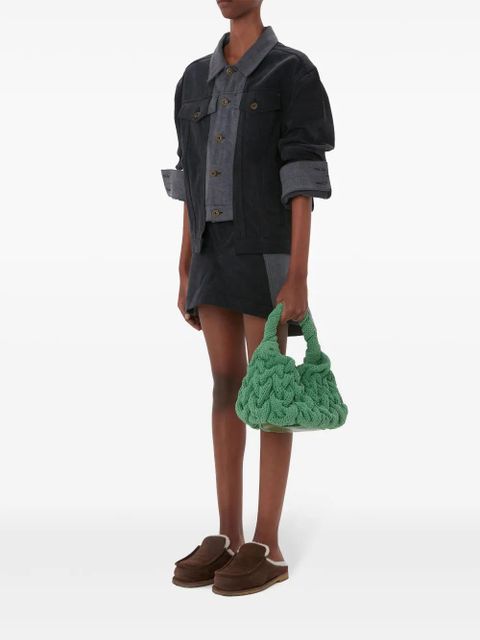 JW Anderson logo-appliqué layered denim jacket - Grey - zdjęcie produktu nr 2