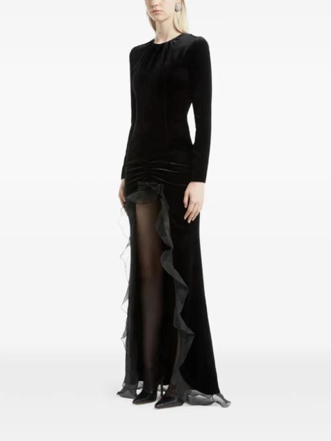 Alessandra Rich ruffled velvet dress - Black