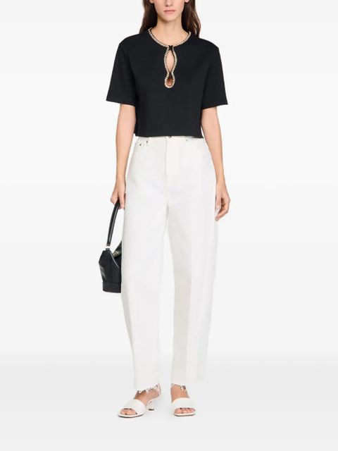 SANDRO rhinestone cropped T-shirt - Black - zdjęcie produktu nr 2