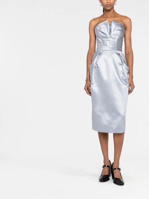 Maison Margiela Cintzed satin midi dress - Blue - zdjęcie produktu nr 2