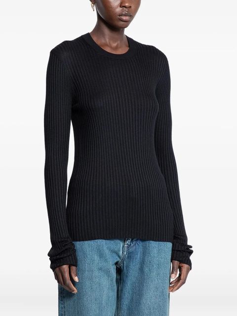 Jil Sander long-sleeve ribbed-knit top - Black - zdjęcie produktu nr 2
