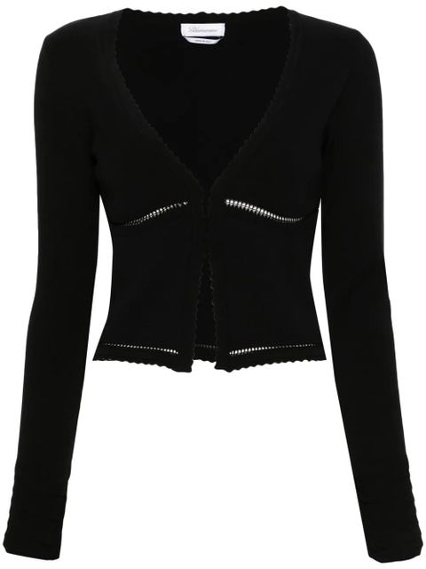 Blumarine scalloped V-neck cardigan - Black - zdjęcie produktu nr 1