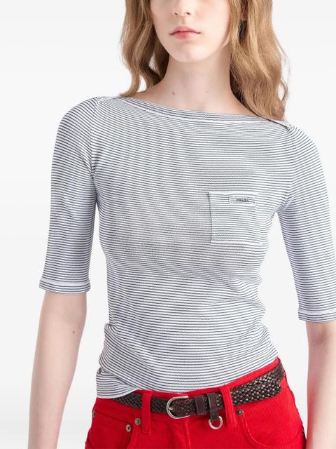 Prada striped boat-neck sweater - Blue