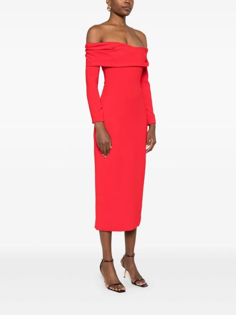 Solace London Yuni off-shoulder midi dress - Red