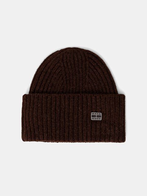 Tommy Jeans czapka z dodatkiem wełny kolor brązowy AW0AW17905 - zdjęcie produktu nr 1