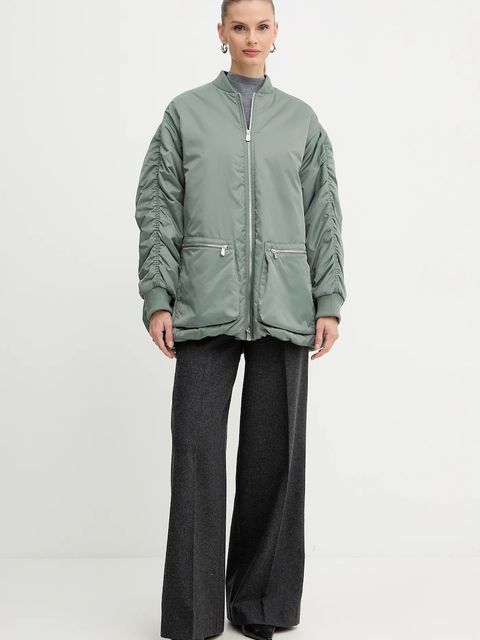Pinko kurtka kolor zielony przejściowa oversize 105340 A2OL