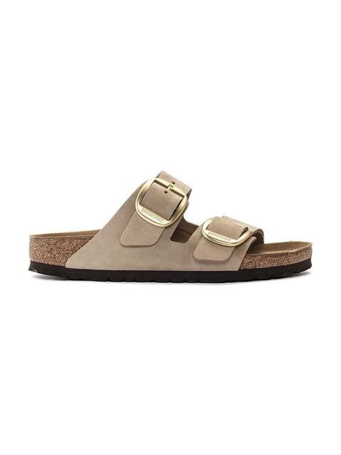 Birkenstock klapki zamszowe Arizona Big Buckle damskie kolor beżowy 1024064 - zdjęcie produktu nr 1