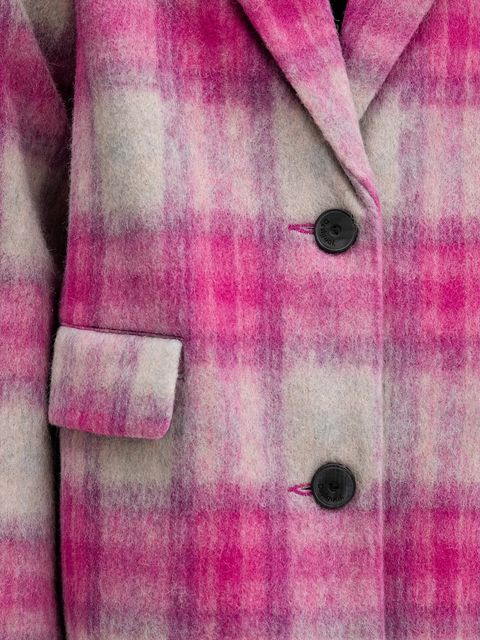 Desigual płaszcz z dodatkiem wełny PINKCHECK kolor różowy 25WWEW15