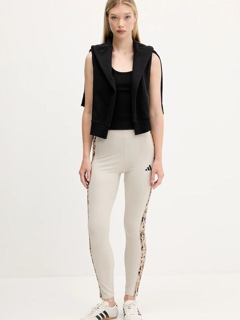 adidas legginsy Animal damskie kolor beżowy z aplikacją JM1867 - zdjęcie produktu nr 2